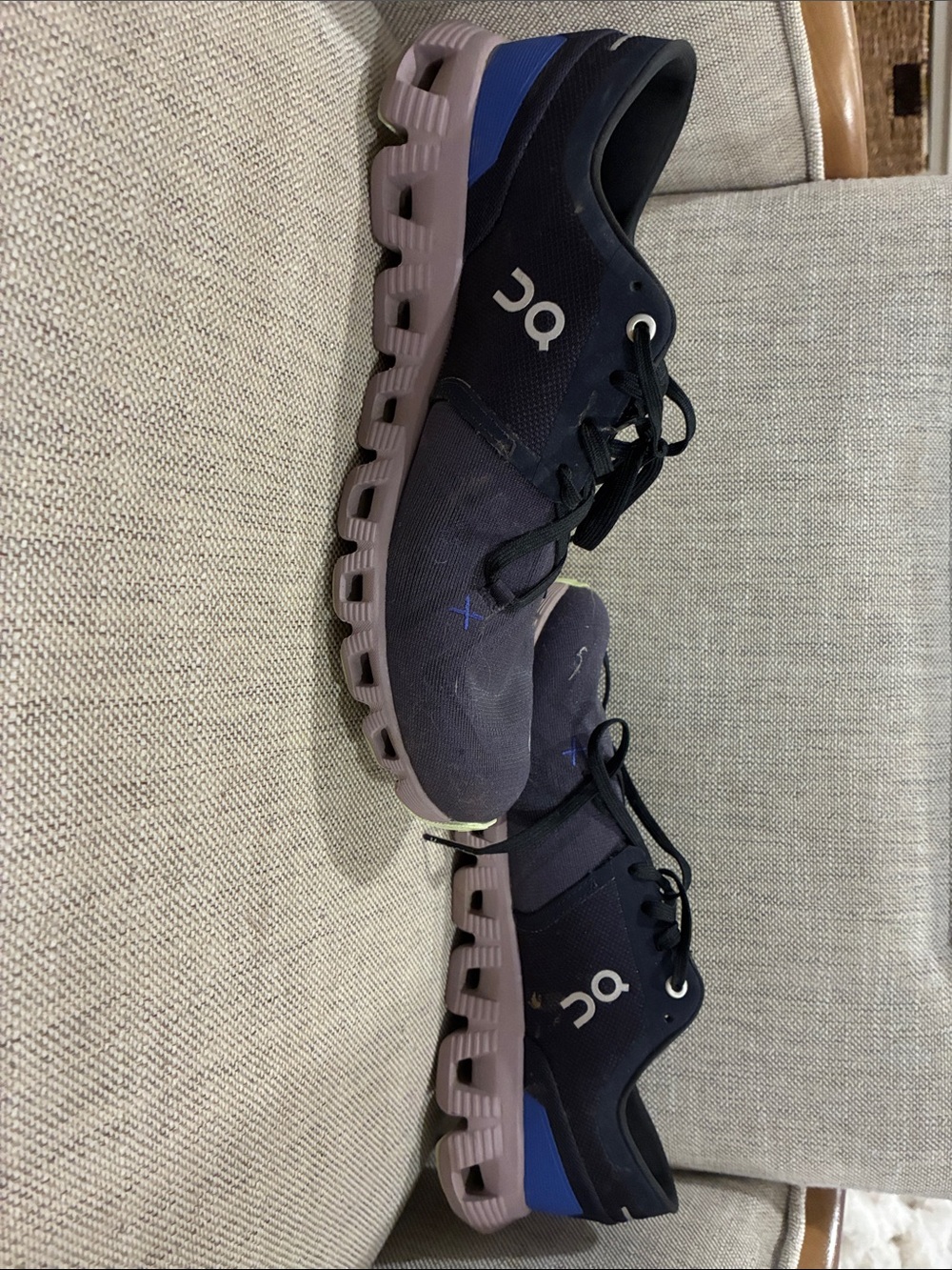 On Running Men's Athletic Shoes in Navy and Lavender